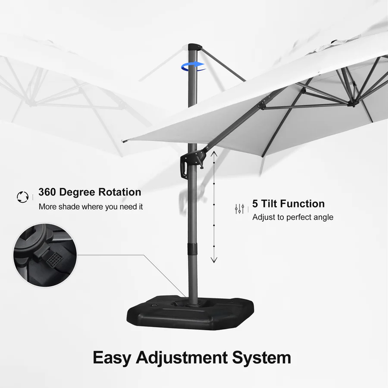 PURPLE LEAF Sonnenschirm Groß Ampelschirm mit Kurbel 360-Grad Drehbar mit Schirmständer
