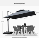 PURPLE LEAF Sonnenschirm Quadratischer Regenschirm Drehbar Neigbar mit 360°Rotation, Gartenschirm mit Kurbel