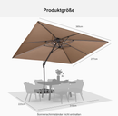 PURPLE LEAF Sonnenschirm Quadratischer Regenschirm Drehbar Neigbar mit 360°Rotation, Gartenschirm mit Kurbel