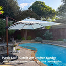 PURPLE LEAF Garten Sonnenschirm, quadratischer Alu Holzoptik Ampelschirm Überhang mit Kurbelgriff und Neigung für Balkon