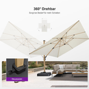 PURPLE LEAF Holzmaserung Ausleger-Sonnenschirm mit Schirmständer – Aluminium Outdoor-Sonnenschirm für Garten und Terrasse