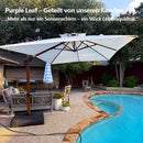 PURPLE LEAF Garten Sonnenschirm, quadratischer Alu Holzoptik Ampelschirm Überhang mit Kurbelgriff und Neigung für Balkon