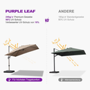 PURPLE LEAF Deluxe - Aluminium Outdoor Patio-Sonnenschirm Quadratisch  Edel, windfest und vielseitig einstellbar