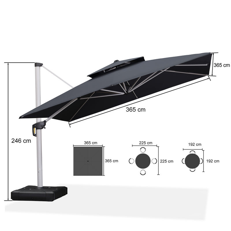 PURPLE LEAF Sonnenschirm Ampelschirm Drehbar Neigbar Kippbar Marktschirm 360°Rotation, Gartenschirm mit Kurbel