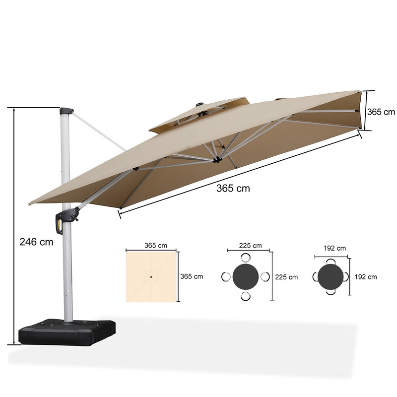 PURPLE LEAF Sonnenschirm Ampelschirm Drehbar Neigbar Kippbar Marktschirm 360°Rotation, Gartenschirm mit Kurbel