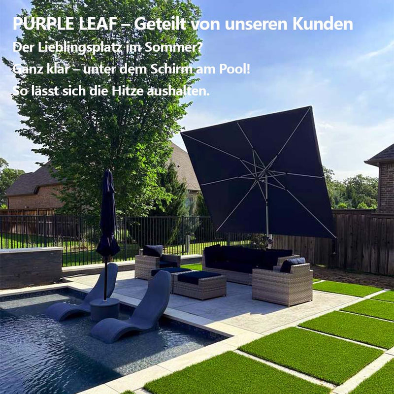 PURPLE LEAF Sonnenschirm Ampelschirm Drehbar Neigbar Kippbar Marktschirm 360°Rotation, Gartenschirm mit Kurbel