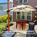 PURPLE LEAF Garten Sonnenschirm, quadratischer Alu Holzoptik Ampelschirm Überhang mit Kurbelgriff und Neigung für Balkon