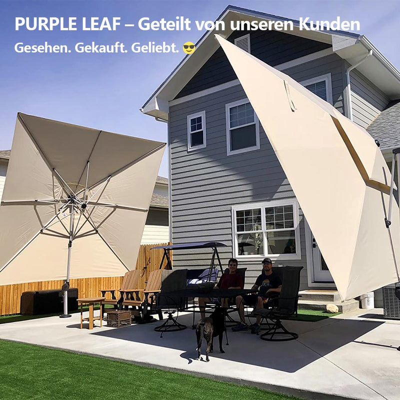 PURPLE LEAF Sonnenschirm Ampelschirm Drehbar Neigbar Kippbar Marktschirm 360°Rotation, Gartenschirm mit Kurbel