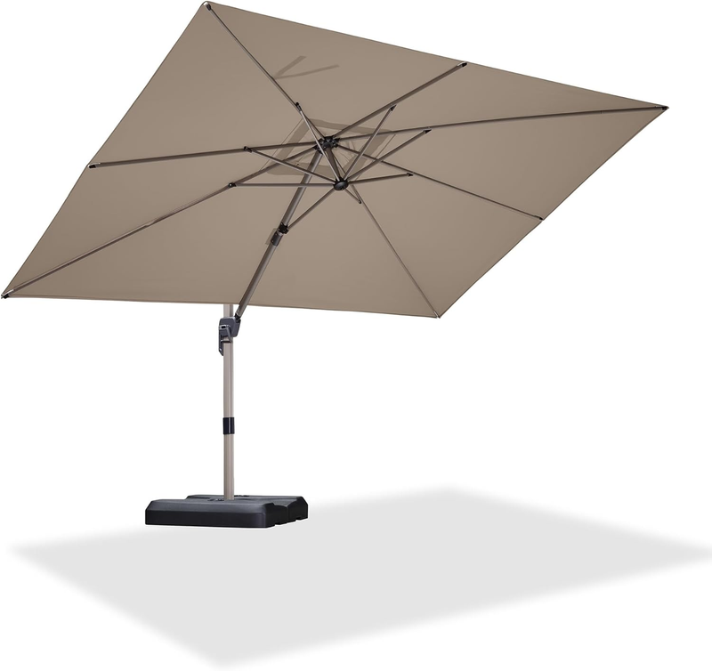 PURPLE LEAF Deluxe - Aluminium Outdoor Patio-Sonnenschirm Quadratisch  Edel, windfest und vielseitig einstellbar