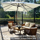 PURPLE LEAF Garten Sonnenschirm, quadratischer Alu Holzoptik Ampelschirm Überhang mit Kurbelgriff und Neigung für Balkon