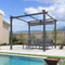 PURPLE LEAF Garten Pergola mit Vorhang Aluminium-Rahmen Outdoor Terrasse Pavillon mit Seitenschutzvorhänge Sonnendach mit Schiebedach  Grau