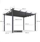 PURPLE LEAF Garten Pergola mit Vorhang Aluminium-Rahmen Outdoor Terrasse Pavillon mit Seitenschutzvorhänge Sonnendach mit Schiebedach  Grau