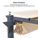 PURPLE LEAF Garten Pergola mit Vorhang Aluminium-Rahmen Outdoor Terrasse Pavillon mit Seitenschutzvorhänge Sonnendach mit Schiebedach  Grau