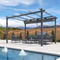 PURPLE LEAF Garten Pergola mit Vorhang Aluminium-Rahmen Outdoor Terrasse Pavillon mit Seitenschutzvorhänge Sonnendach mit Schiebedach  Grau