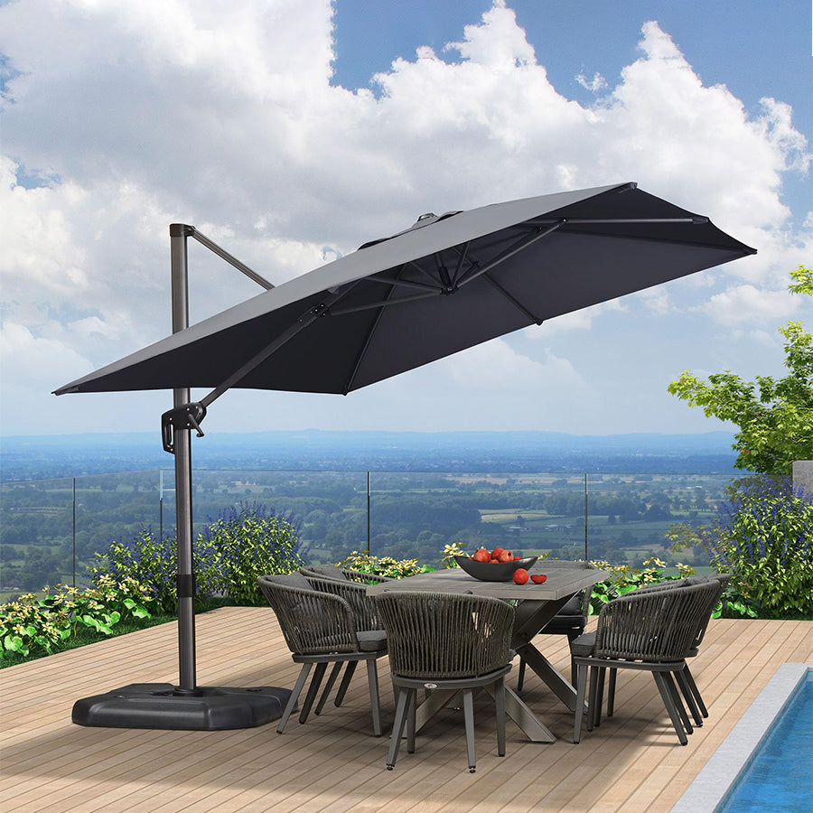 PURPLE LEAF Sonnenschirm Groß Ampelschirm mit Kurbel 360-Grad Drehbar mit Fußpedal für Terrasse, Balkon Sonnenschutz