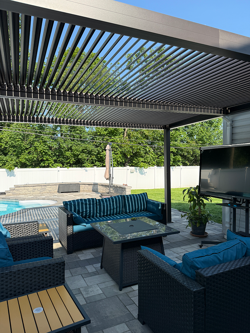 PURPLE LEAF Lamellen Pergola Outdoor Aluminium Pergola Freistehend Pergola mit Lamellendach Einstellbar Hardtop Pavillon,mit Geeignet für Garten Terrasse Hinterhof,Grau