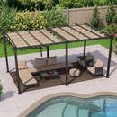 PURPLE LEAF Pergola Metall Garten Pavillon Aluminium Gazebo Wasserdicht Stabil Winterfest Gartenpavillon Mit Sonnenschutz Überdachung -milchweiße Lichterkette