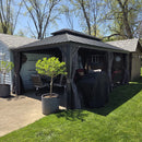 PURPLE LEAF Grau Alu Pavillon Wasserdicht Stabil Winterfest Wetterfest Gartenpavillon mit 4 Doppel Seitenteile Hardtop Pavillon mit Stahldach