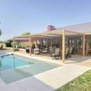 PURPLE LEAF Aluminium Pergola mit verstellbarem Lamellendach Pavillon Wasserdicht Winterfest Terrassenüberdachung Freistehend Holzoptik