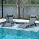 PURPLE LEAF Sonnenliegen 2er Set, Aluminium Gartenliegen mit Beistelltisch und Kissen, schnell trocknende Liege wetterfest, verstellbar in 5 Positionen, stapelbar.