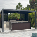 PURPLE LEAF Lamellen Pergola Luxus Pavillon Outdoor Aluminium Pergola mit Slat Wall Panel Stable Gazebo Waterproof für Terrasse Deck Garten