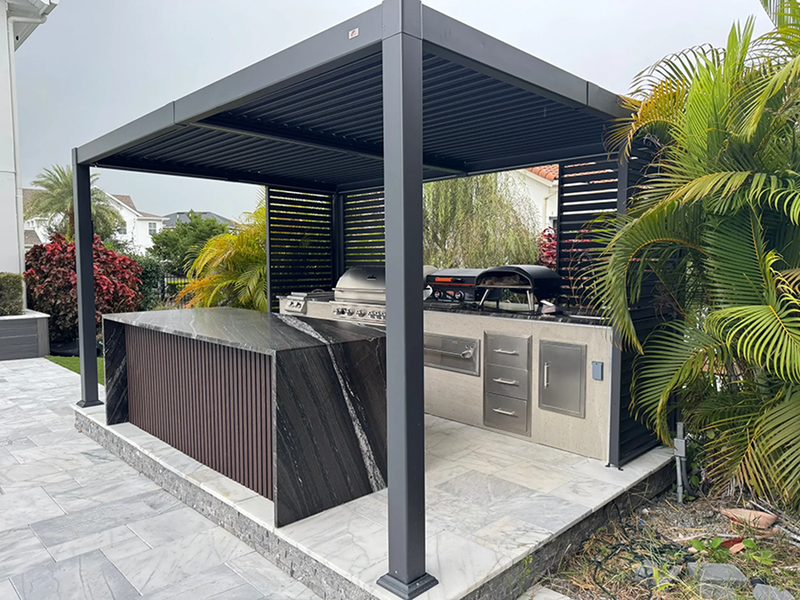 PURPLE LEAF Lamellen Pergola Outdoor Aluminium Pergola Freistehend Pergola mit Lamellendach Einstellbar Hardtop Pavillon,mit Geeignet für Garten Terrasse Hinterhof,Grau