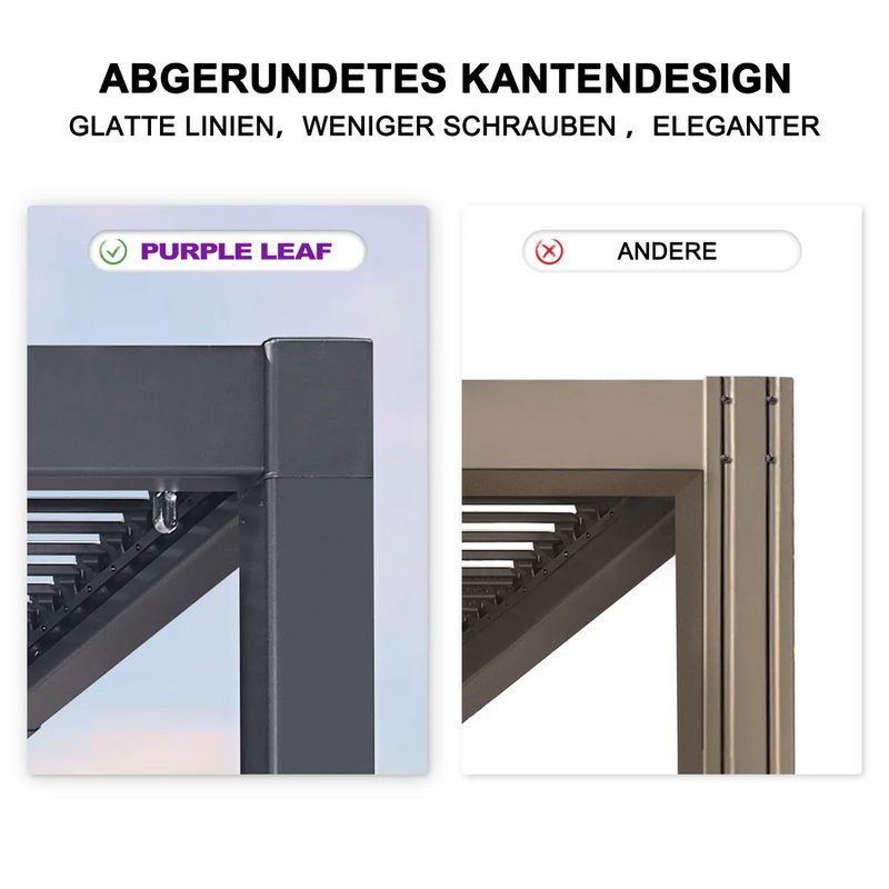 PURPLE LEAF Lamellen Pergola Outdoor Aluminium Pergola mit Verstellbarem Lamellendach für Terrasse und Garten Grau