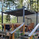 PURPLE LEAF Pergola Metall Garten Pavillon Aluminium Gazebo Wasserdicht Stabil Winterfest Gartenpavillon Mit Sonnenschutz Überdachung -milchweiße Lichterkette