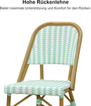 PURPLE LEAF französische Wiener Barhocker, 2er-Set, geflochtenes Design, Außen-Tresenhocker mit Aluminiumrahmen, Rattangeflecht und Rückenlehne