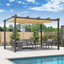PURPLE LEAF Pergola Metall Garten Pavillon Aluminium Gazebo Wasserdicht Stabil Winterfest Gartenpavillon Mit Sonnenschutz Überdachung -milchweiße Lichterkette