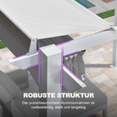 PURPLE LEAF Outdoor Retractable Pergola mit Doppelsonnenschutz-Überdachung Weiß Heavy-Duty Aluminium-Pergola Patio Moderne Pergola für Garten Deck Hinterhof milchweiße Lichterkette