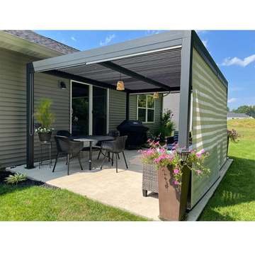 PURPLE LEAF Lamellen Pergola Outdoor Aluminium Pergola Terrassenüberdachung Freistehend Pergola mit Rollos mit Lamellendach Einstellbar Hardtop Pavillon Geeignet für Garten Anthrazit