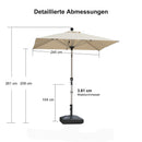 PURPLE LEAF Sonnenschirm Alu Gartenschirm mit Schirmständer, 30° Neigung, Terrassenschirm Tischschirm, Wasserdichter Mittelstockschirm für Garten & Markt