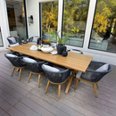 PURPLE LEAF 9-teiliges Gartenmöbel-Set aus Aluminium, Terrassenmöbel, 8 Gartenstühle mit Tisch, rostfest, Balkonmöbel, Ess-Set für den Garten, Natur