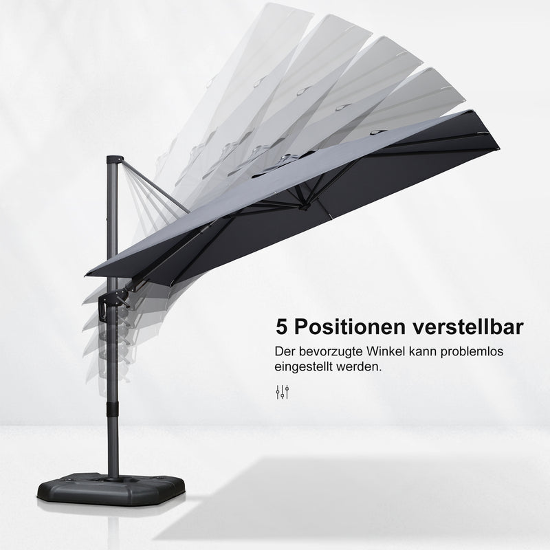 PURPLE LEAF Wirtschaftlicher Terrassen-Sonnenschirm mit drehbarem Rechteck und quadratischem Outdoor-Sonnenschirm