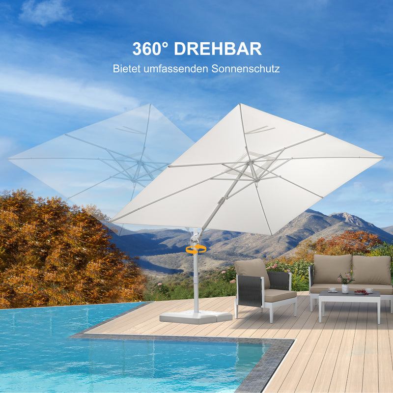 PURPLE LEAF Weißer Outdoor Sonnenschirm – Preiswerter großer Ampelschirm für Terrasse & Garten