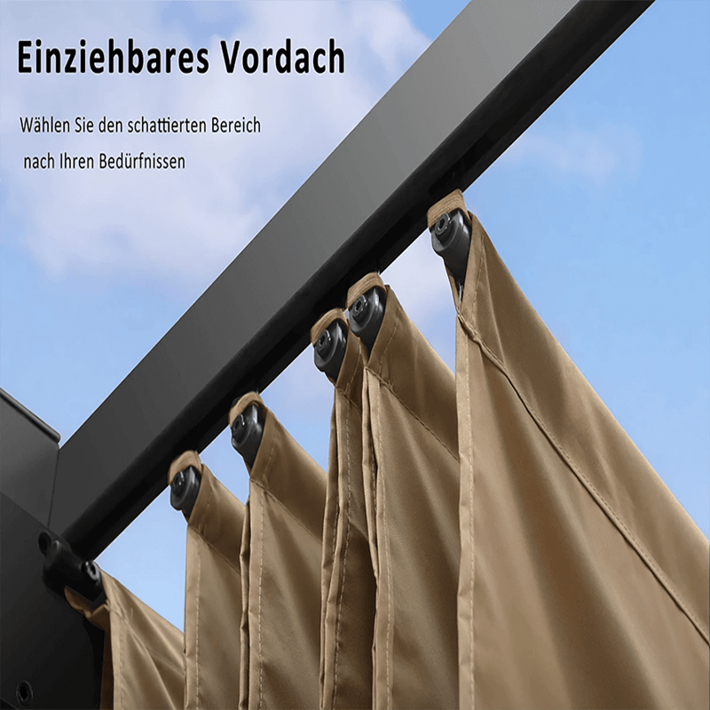 PURPLE LEAF Pergola Aluminium Einziehbare für den Außenbereich mit Sonnenschutzdach, Terrasse, Unterstand für Hinterhof, Metallgrill-Pavillon-PRG