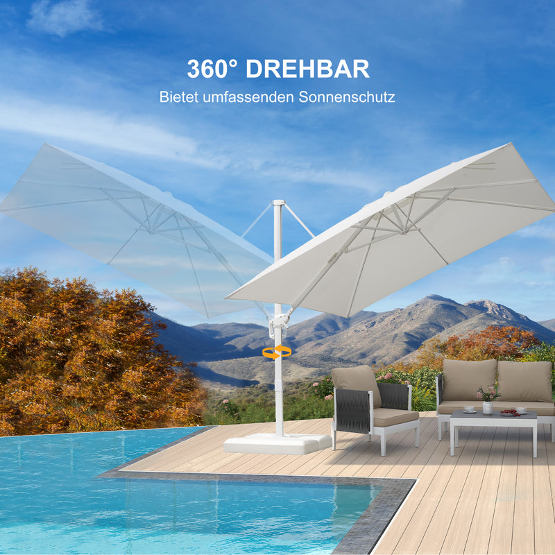 PURPLE LEAF Weißer Outdoor Sonnenschirm – Preiswerter großer Ampelschirm für Terrasse & Garten