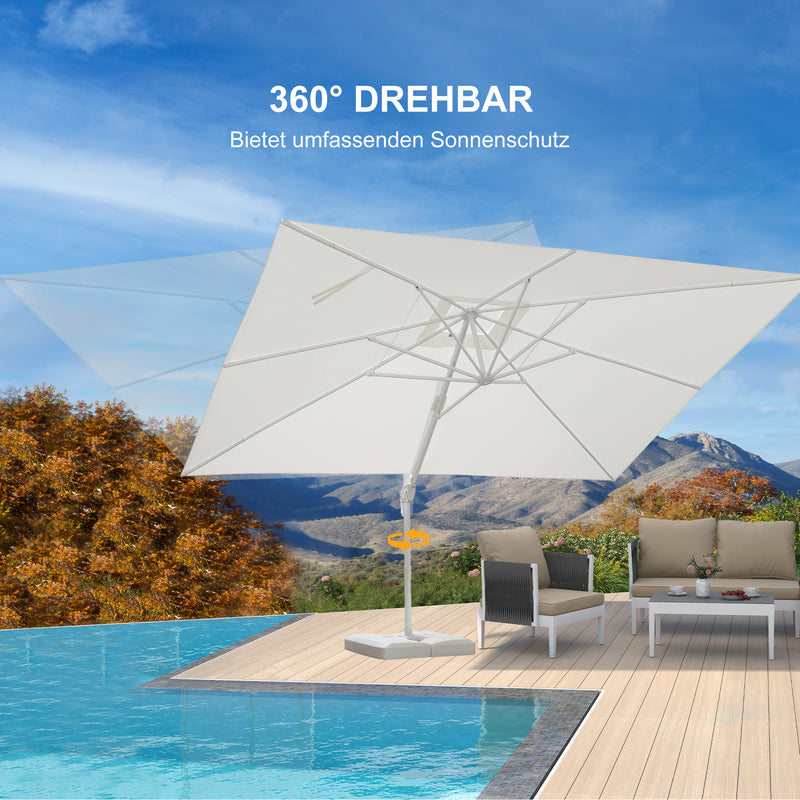 PURPLE LEAF Weißer Outdoor Sonnenschirm – Preiswerter großer Ampelschirm für Terrasse & Garten