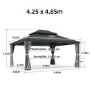 PURPLE LEAF Grau Alu Pavillon Wasserdicht Stabil Winterfest Wetterfest Gartenpavillon mit 4 Doppel Seitenteile Hardtop Pavillon mit Stahldach