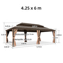 PURPLE LEAF Hardtop Pavillon für den Garten, bronzefarbenes Doppel-Dach, Aluminiumrahmen, mit milchweißer Lichterkette