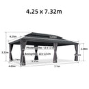 PURPLE LEAF Grau Alu Pavillon Wasserdicht Stabil Winterfest Wetterfest Gartenpavillon mit 4 Doppel Seitenteile Hardtop Pavillon mit Stahldach