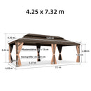 PURPLE LEAF Alu Pavillon Wasserdicht Stabil Winterfest Gartenpavillon mit Moskitonetz Hardtop Pavillon mit Stahldach, Bronze