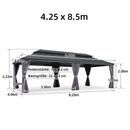 PURPLE LEAF Grau Alu Pavillon Wasserdicht Stabil Winterfest Wetterfest Gartenpavillon mit 4 Doppel Seitenteile Hardtop Pavillon mit Stahldach