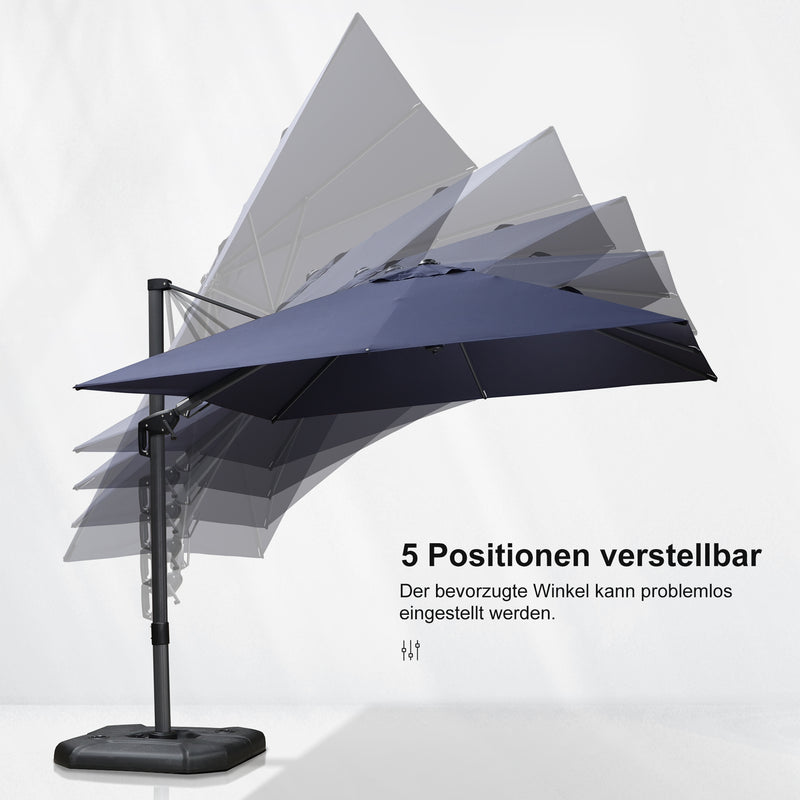 PURPLE LEAF Wirtschaftlicher Terrassen-Sonnenschirm mit drehbarem Rechteck und quadratischem Outdoor-Sonnenschirm