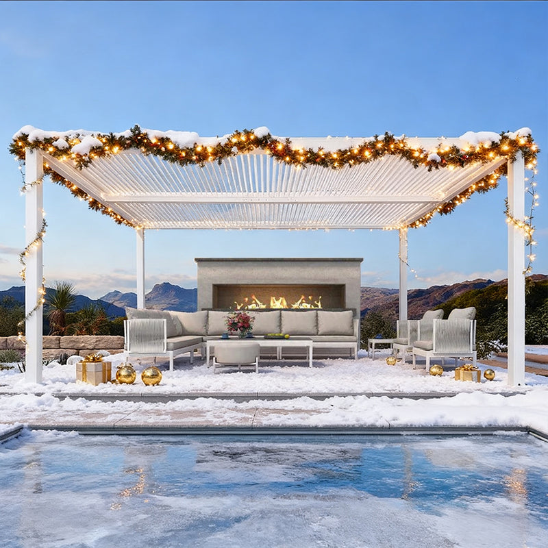 PURPLE LEAF Lamellen Pergola lamellendach Moderne weiße Pergola mit verstellbarem Dach für Terrasse Hinterhof Garten