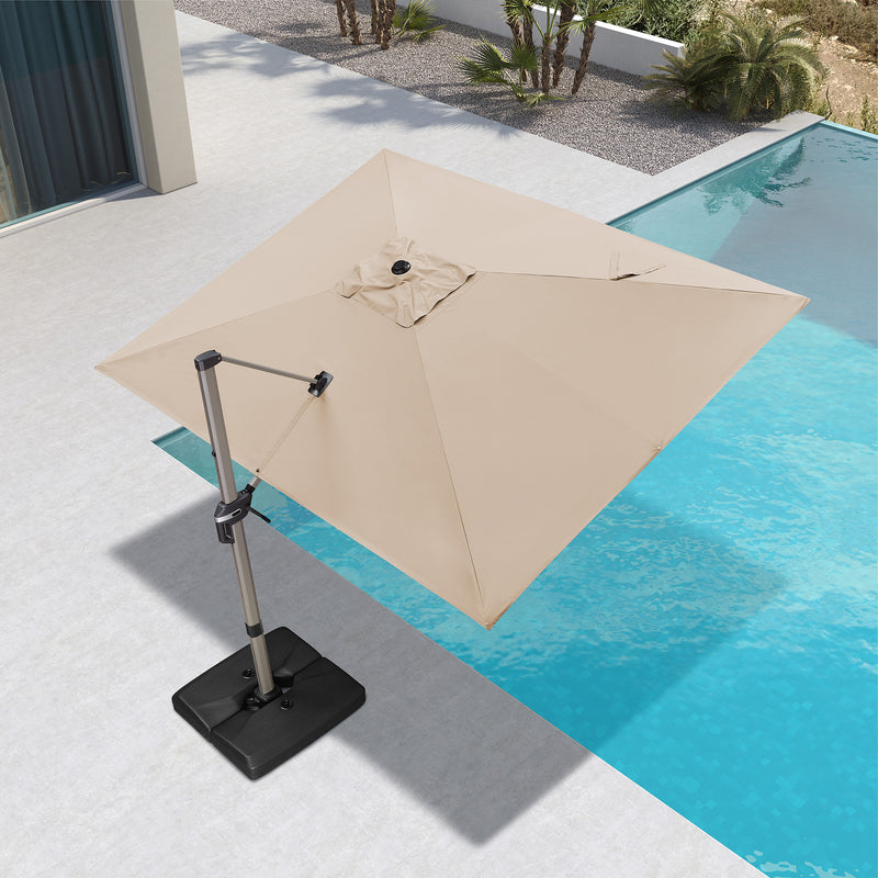 PURPLE LEAF Deluxe - Aluminium Outdoor Patio-Sonnenschirm Quadratisch  Edel, windfest und vielseitig einstellbar