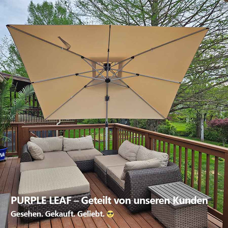 PURPLE LEAF Sonnenschirm Ampelschirm Drehbar Neigbar Kippbar Marktschirm 360°Rotation, Gartenschirm mit Kurbel