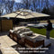 PURPLE LEAF Garten Sonnenschirm, quadratischer Alu Holzoptik Ampelschirm Überhang mit Kurbelgriff und Neigung für Balkon