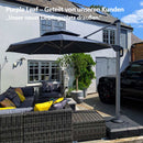 PURPLE LEAF Sonnenschirm Balkon runder Regenschirm, mit 360° Rotation, Gartenschirm mit Kurbel